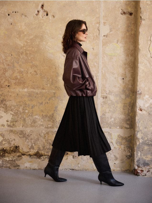 Fustă midi plisată