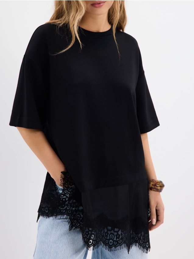 Mohito - Oversize тениска - черен