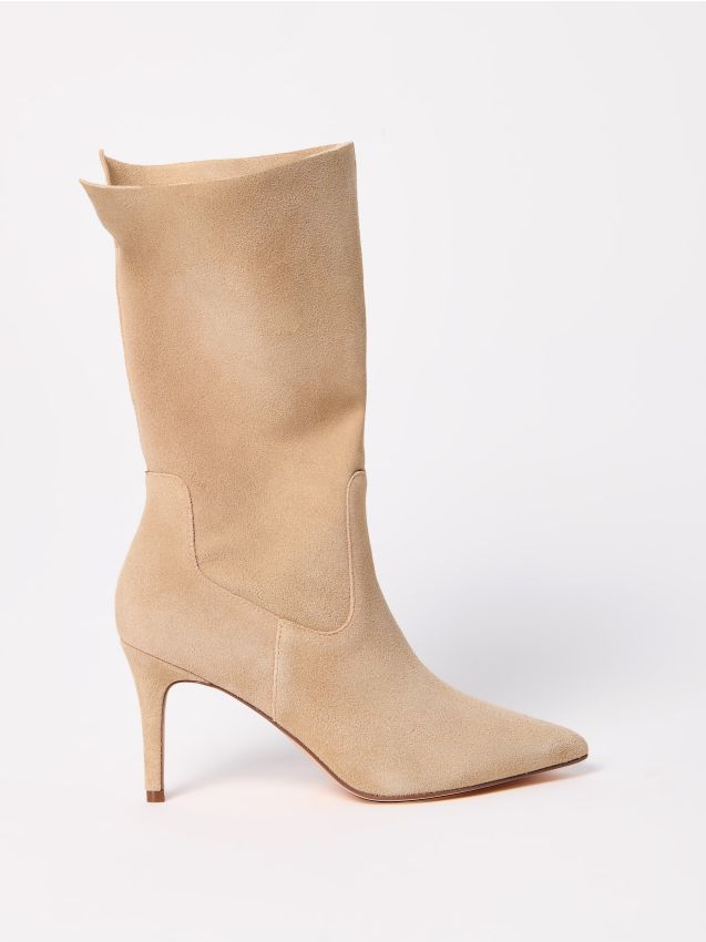 Botine din piele cu toc înalt