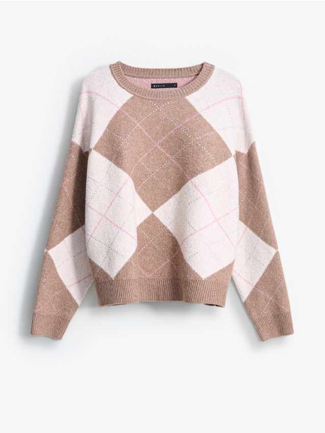 Mohito - Пуловер с геометрична шарка - бежово