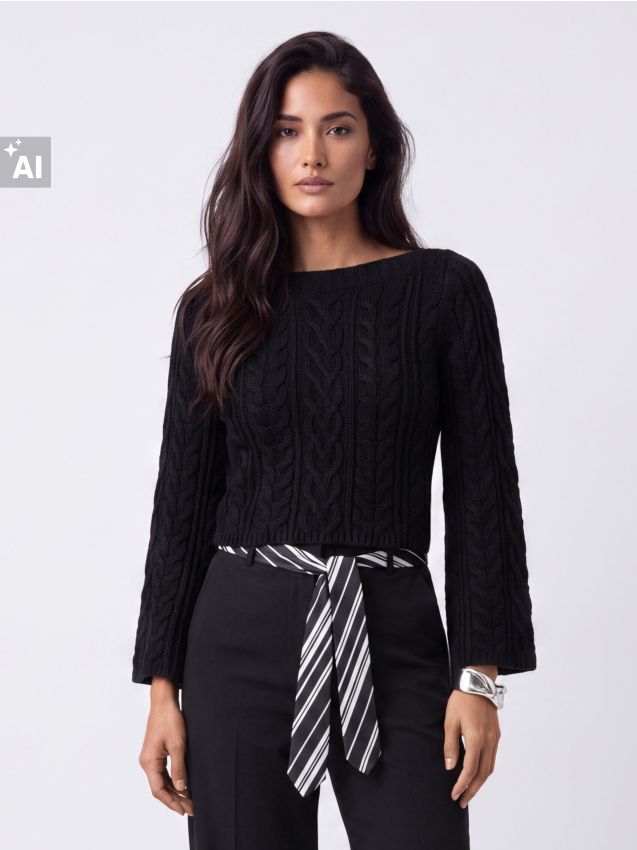 Pulover cu model tricotat deosebit