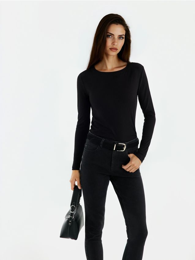 Mohito - Прилепнала блуза - черен