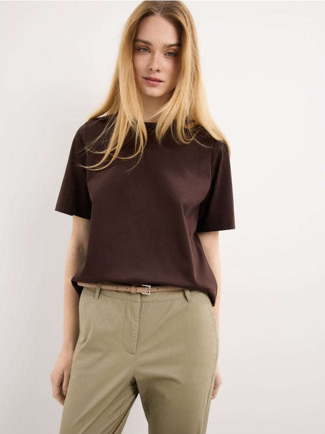 Mohito - Памучна тениска - тъмно кафяво
