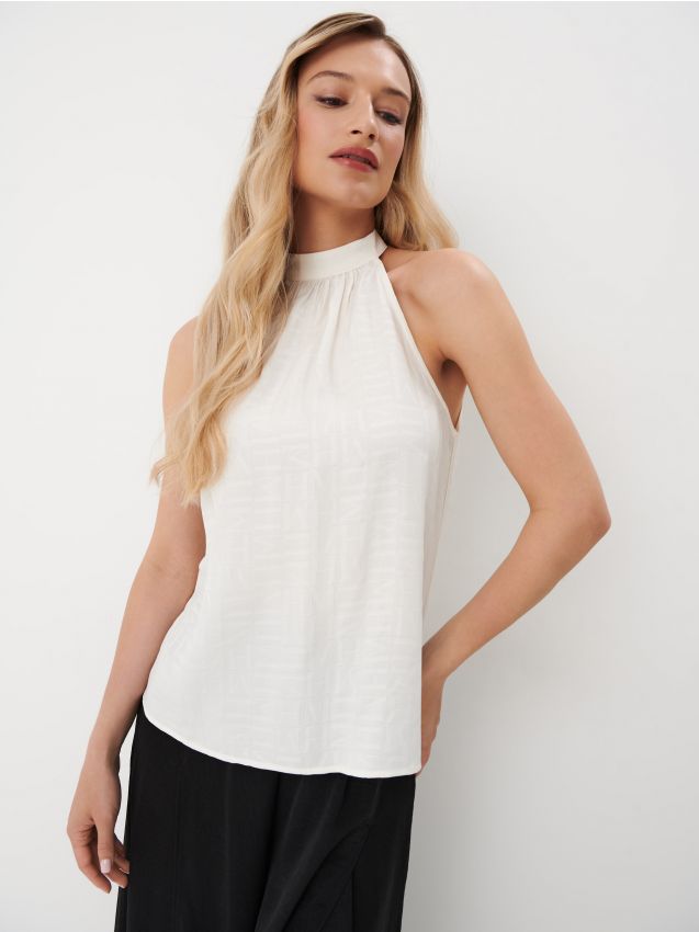 Top ze stójką Kolor kremowy - MOHITO - 6005X-01X