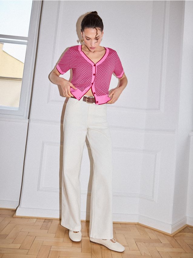 Mohito - Дънки с широк крачол - кремaво