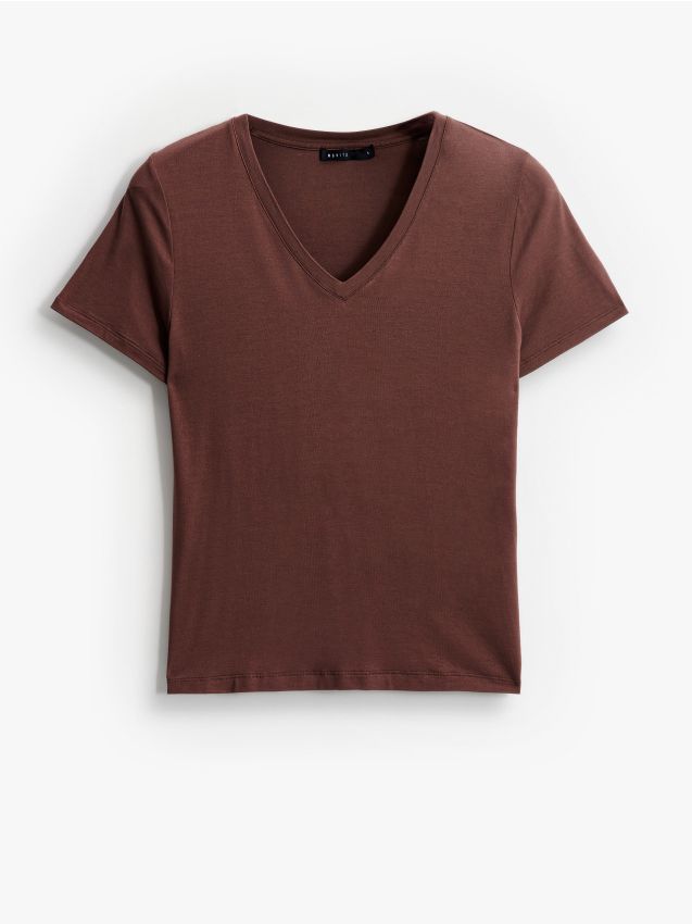 Mohito - Tricou cu decolteu în V - Maro