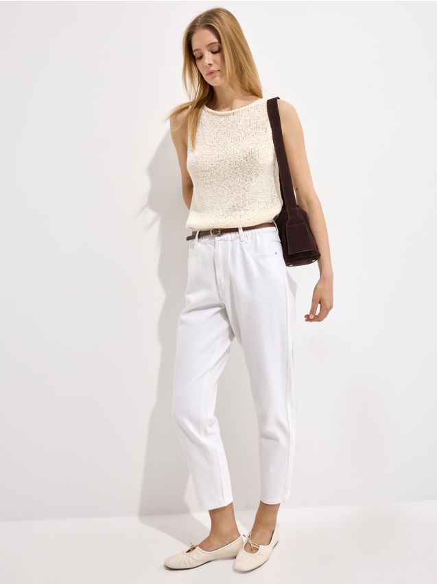 Mohito - Дънки тип paperbag - бяло