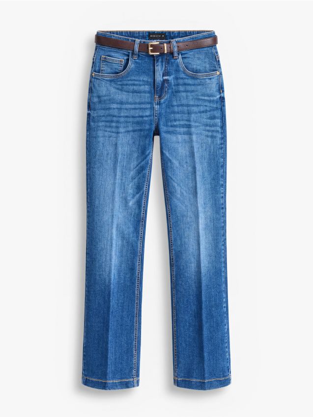 Jeansy bootcut z paskiem