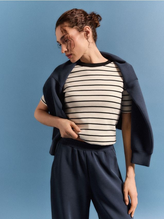 Tricou de bumbac în dungi