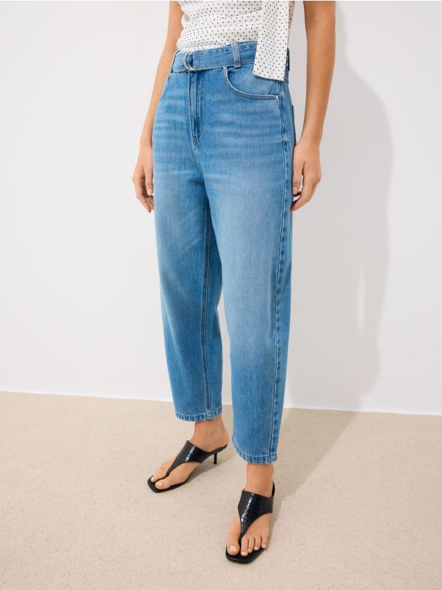 Джинсові штани з поясом