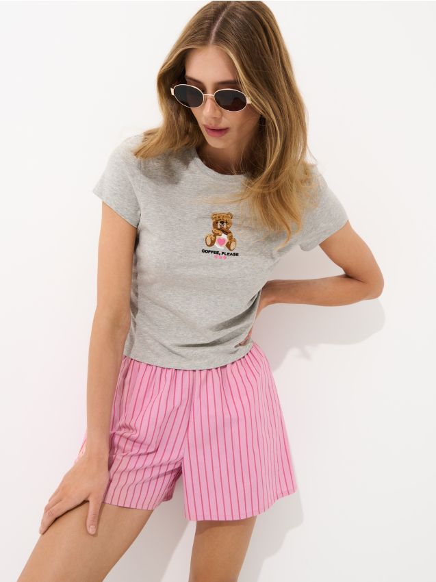 T-shirt z nadrukiem misia - MOHITO