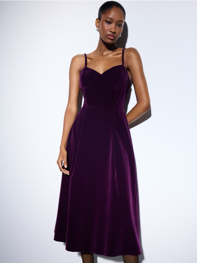 Rochie midi din catifea