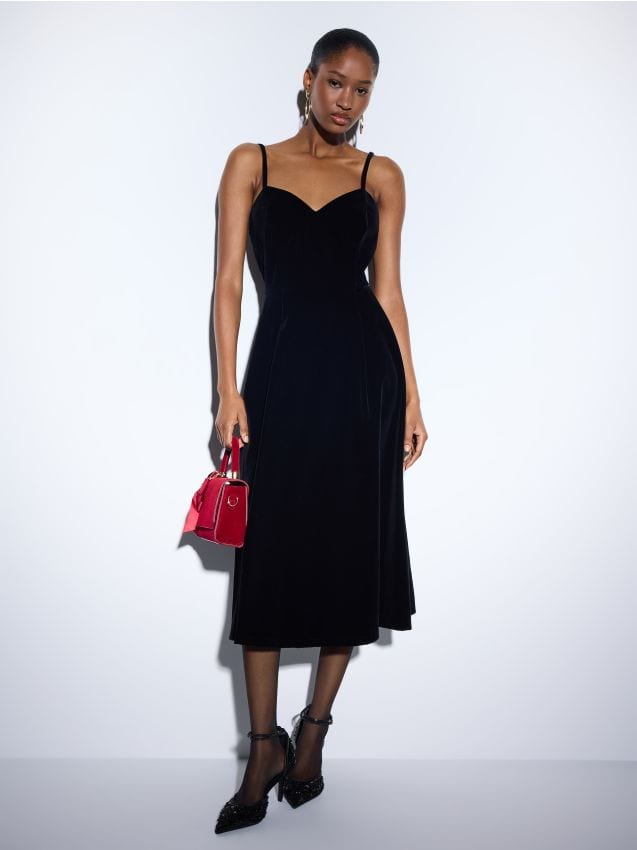 Rochie midi din catifea