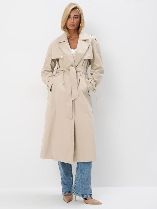 Doppelreihiger Oversize-Trenchcoat Farbe Beige - MOHITO
