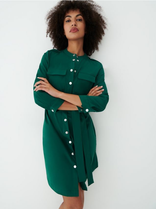 Zielona sukienka mini Kolor zielony - MOHITO - 6914L-70X