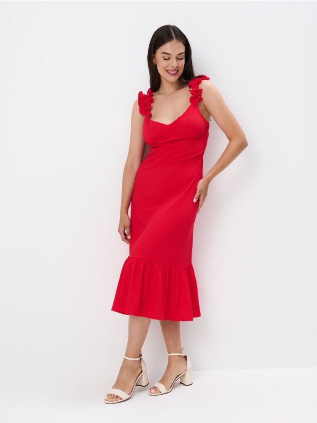 Sukienka midi na ramiączkach Kolor czerwony - MOHITO - 701CA-33X