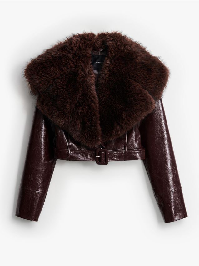 Jakna s krznenom kragnom