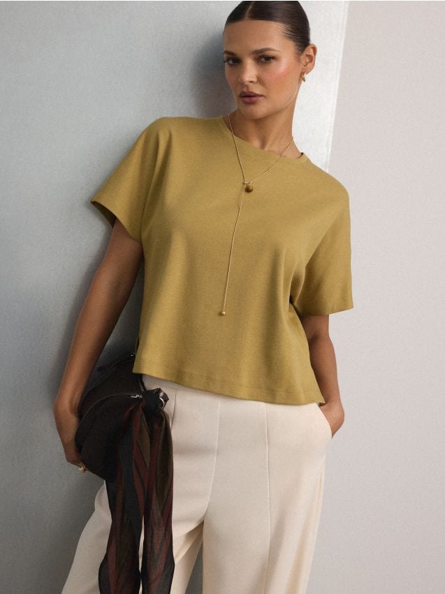 Mohito - LADIES` T-SHIRT - maslinasta