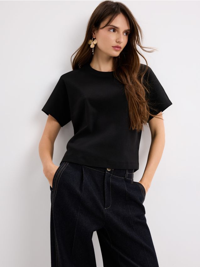 Mohito - Памучна тениска - черен