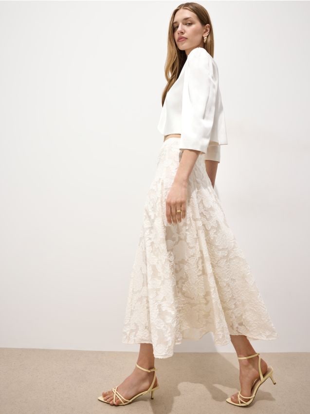 Mohito - Миди пола с дантела - кремaво