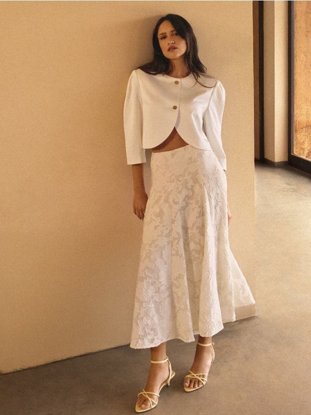 Fustă midi cu dantelă