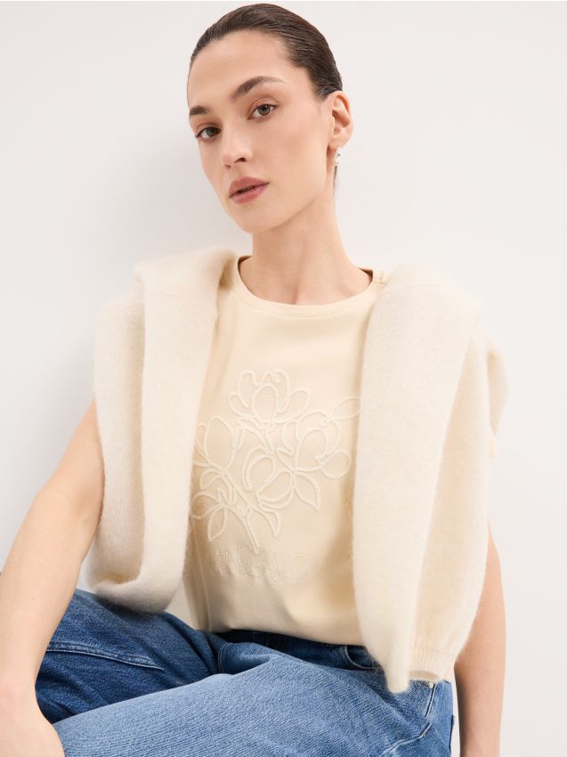 Mohito - Тениска с апликация - кремaво