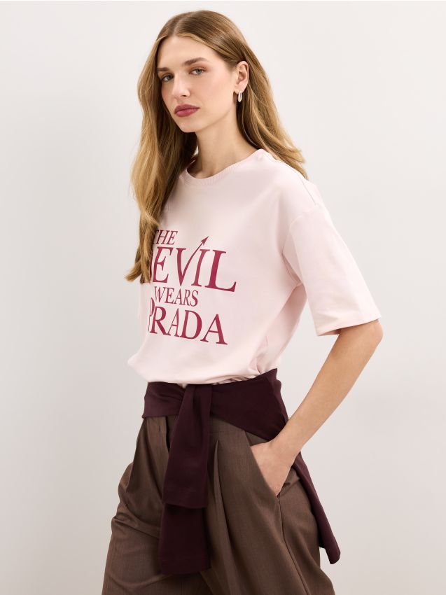 Mohito - LADIES` T-SHIRT - pastelno roza