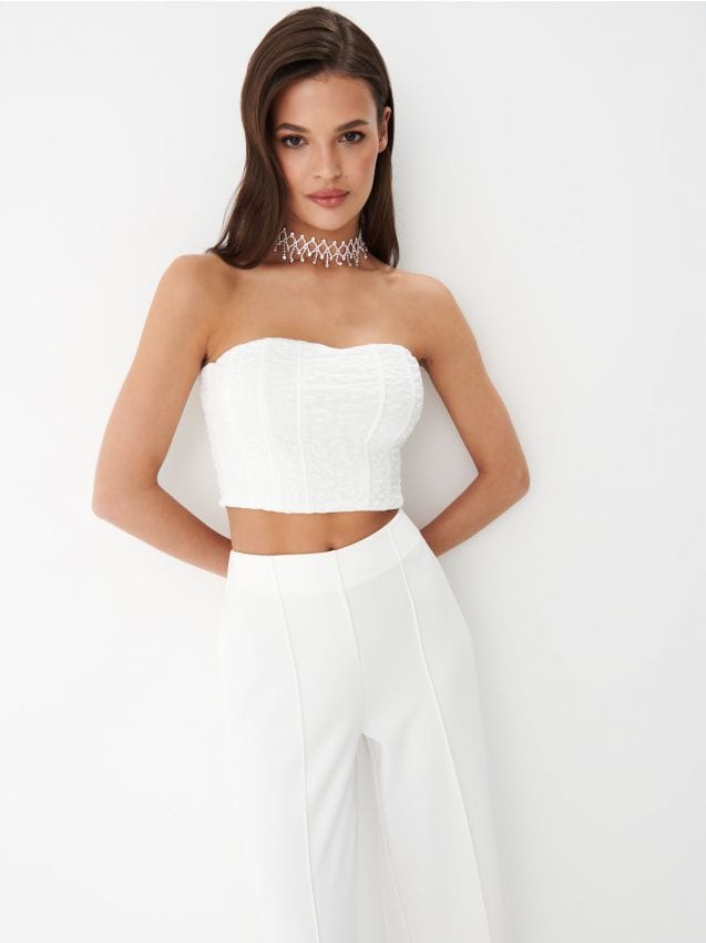 Top scurt culoare Alb - MOHITO - 7342U-00X