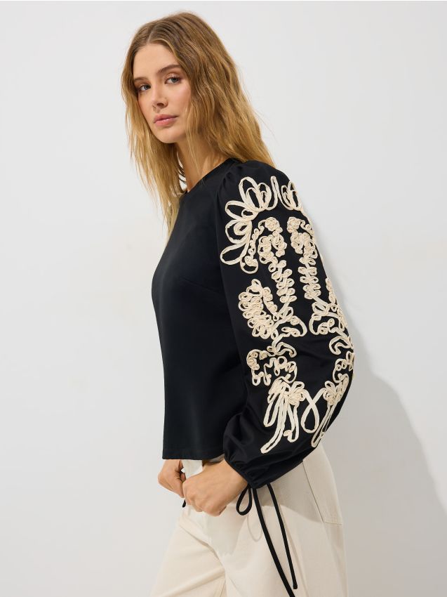 Mohito - Блуза с апликация - черен