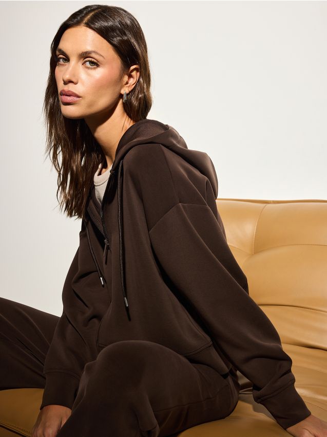 Mohito - Суитшърт с цип - тъмно кафяво