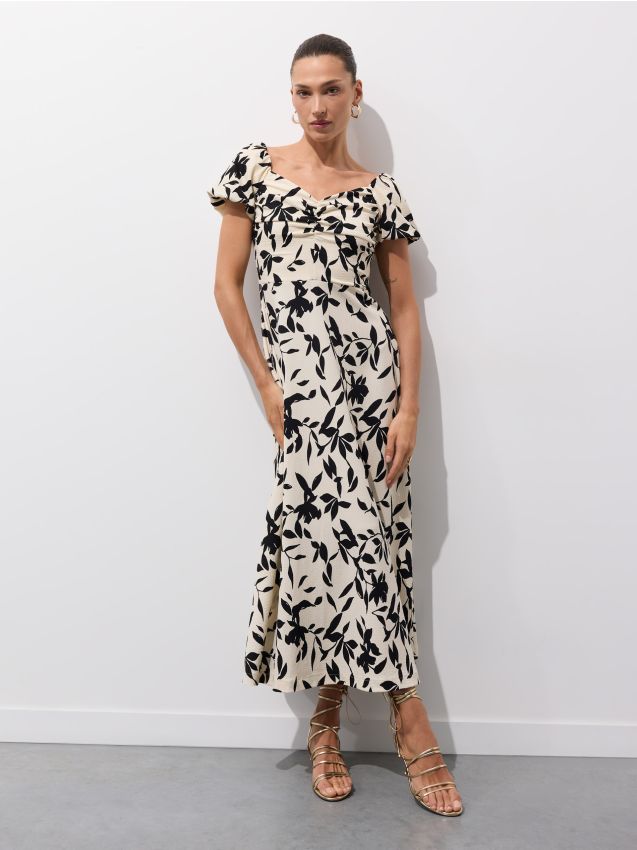 Mohito - Макси рокля с къс ръкав - бежово