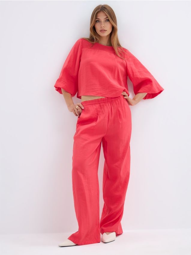 Mohito - Панталон wide leg - червен