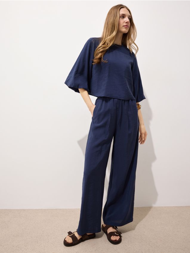 Mohito - Панталон wide leg - нави
