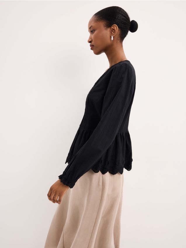 Mohito - Памучен топ - черен