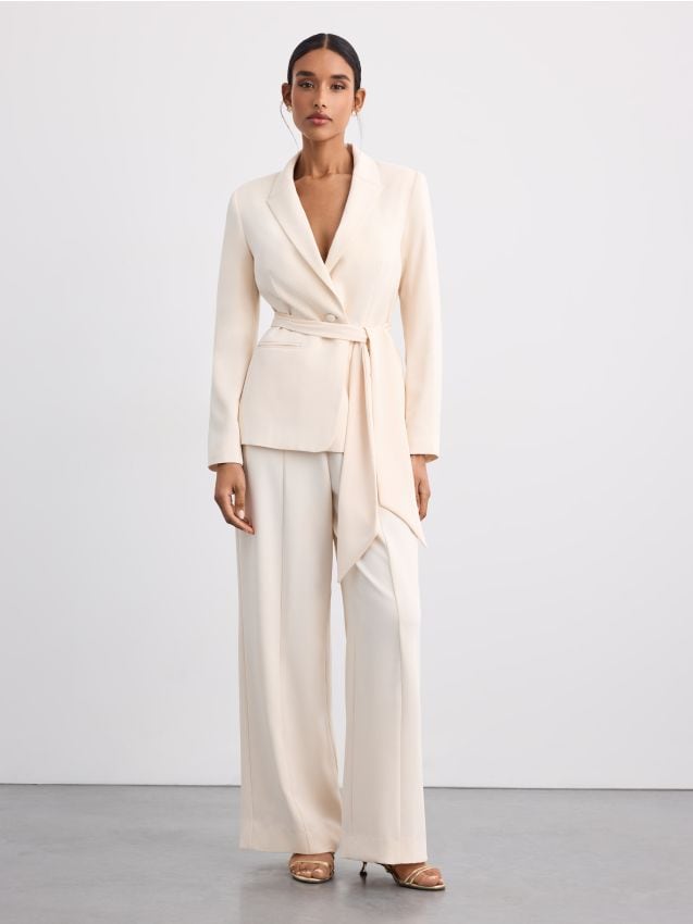 Wide leg hlače - krem