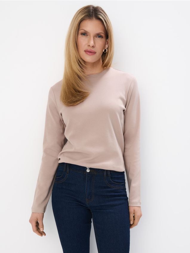 Tricou cu mânecă lungă și conținut ridicat de bumbac mercerizat