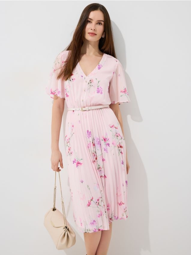 Mohito - Плисирана миди рокля - розово