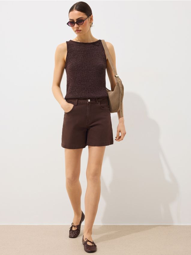 Mohito - Дънкови къси панталони - тъмно кафяво