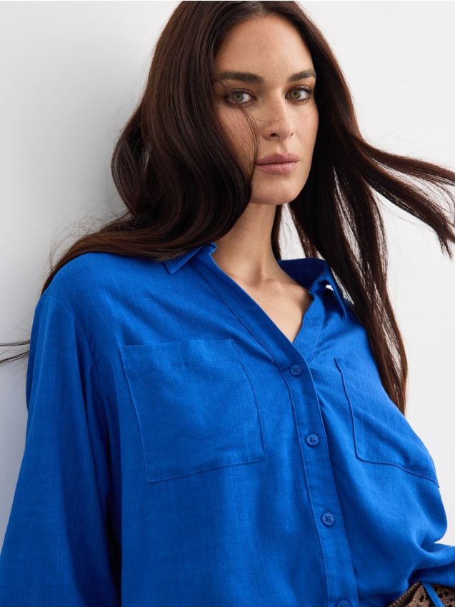 Mohito - Риза с ¾ ръкави - син