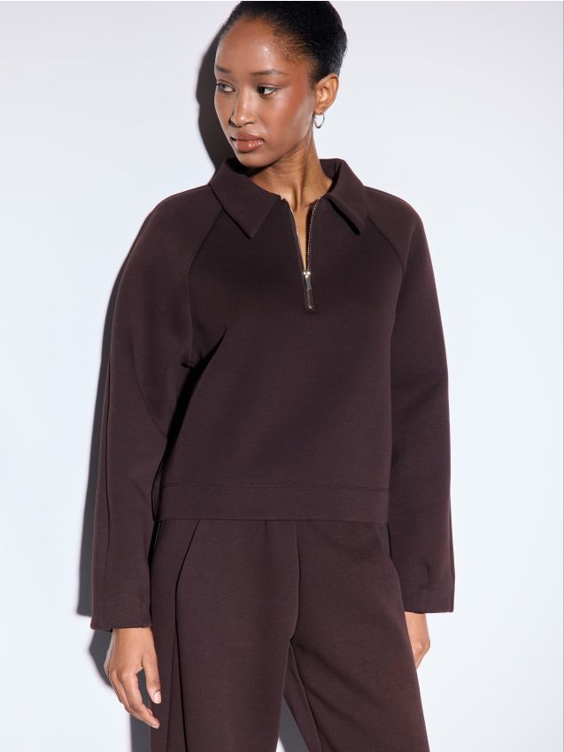 Mohito - Суитшърт с яка - тъмно кафяво