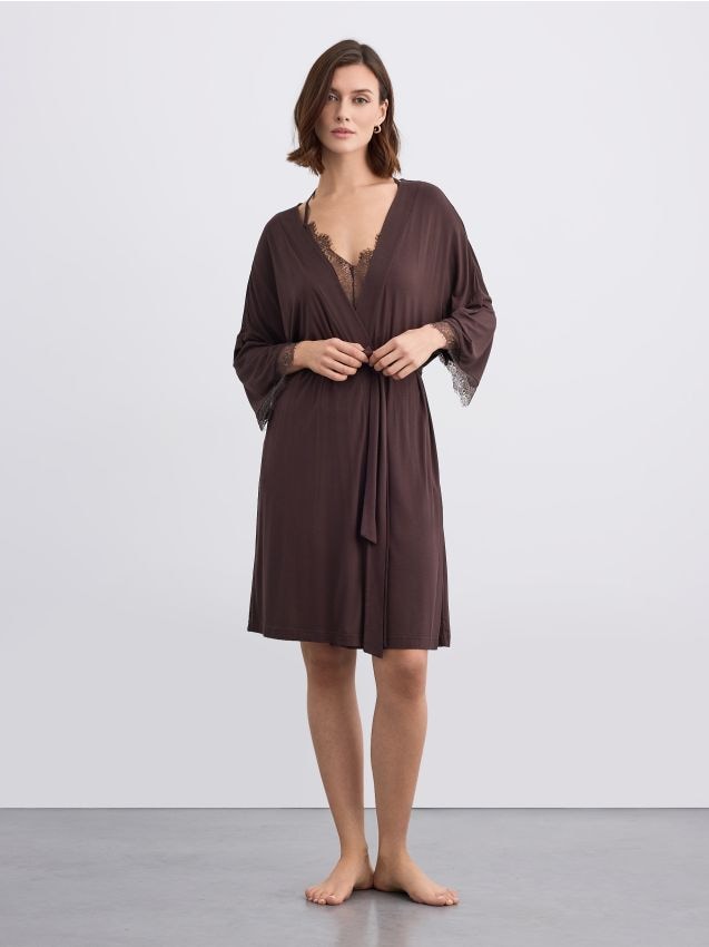 Mohito - LADIES` DRESSING GOWN - тъмно кафяво