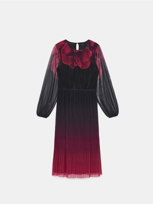 Rochie midi din tricot cu plasă