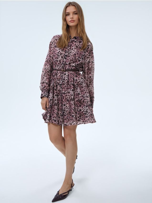 Rochie mini tip cămașă cu curea