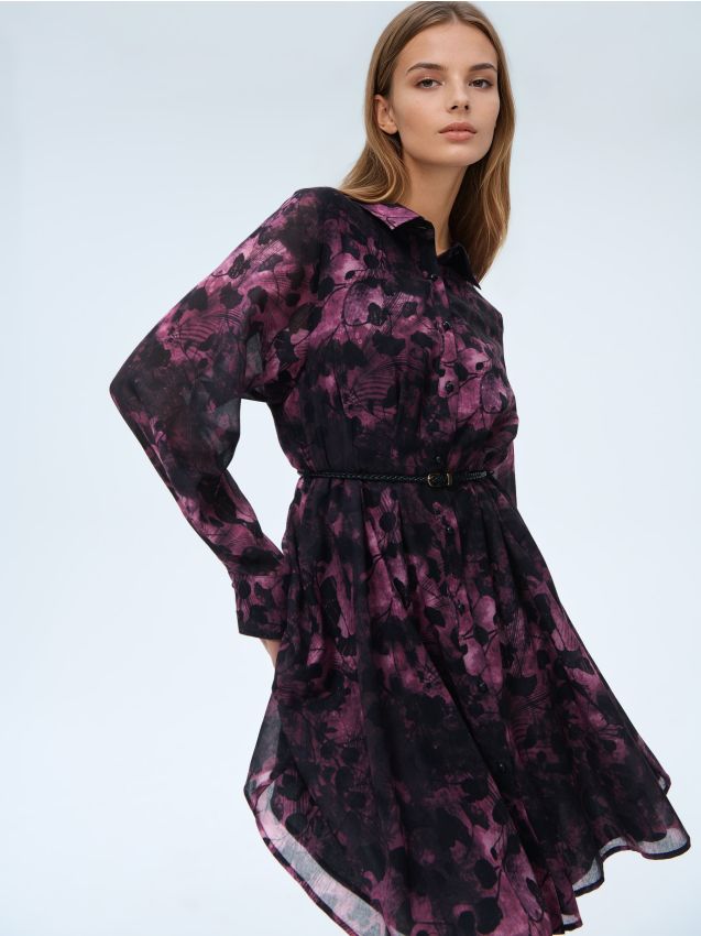 Rochie mini tip cămașă cu curea