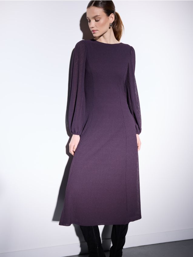 Rochie midi cu mânecă lungă