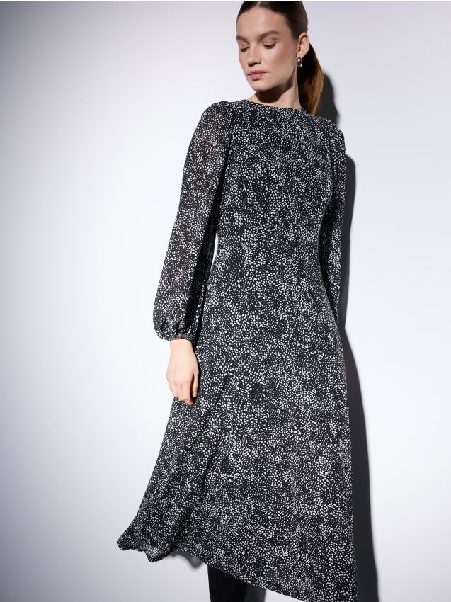 Rochie midi cu mânecă lungă