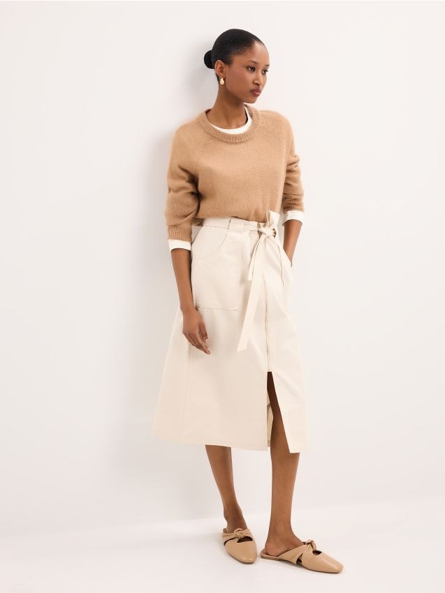 Mohito - Миди пола с вързалка - кремaво