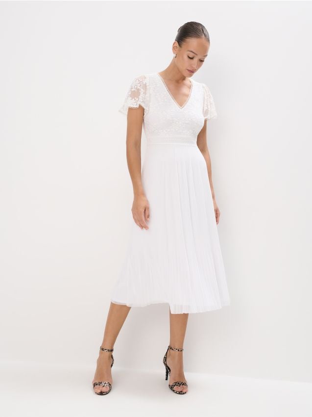 Rochie midi cu mânecă scurtă