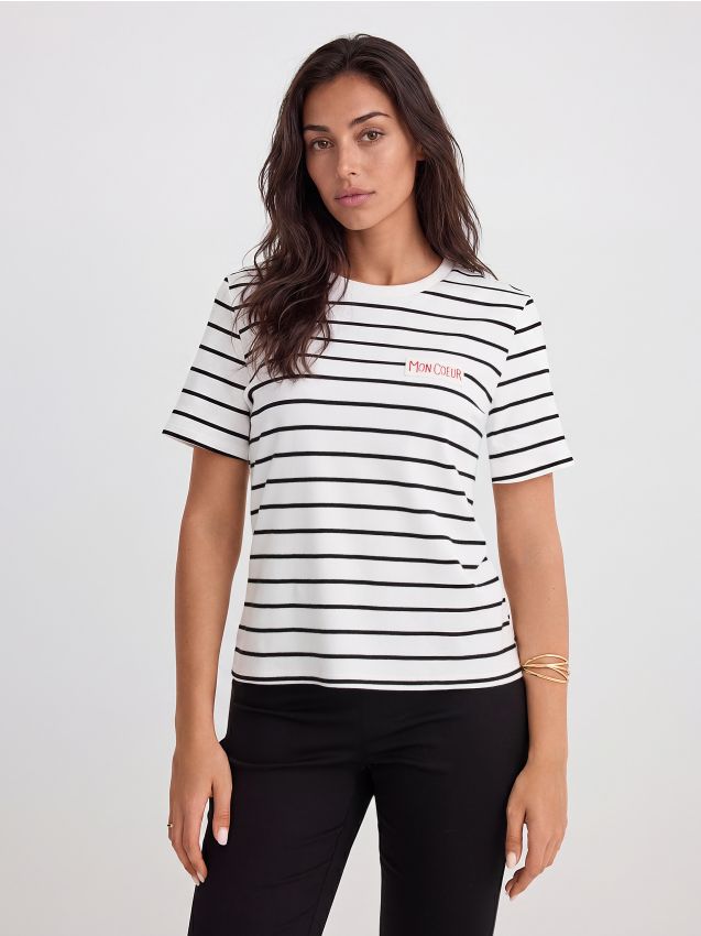 Tricou de bumbac în dungi