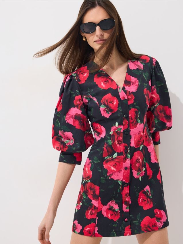 Rochie mini cu mâneci bufante